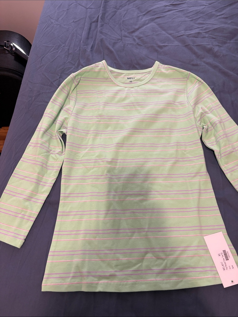 Meli Pastel Green & Pink Striped Long Sleeve Tee